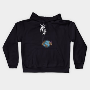 Astronaut Baloons of Earth Kids Hoodie